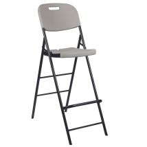 Perel Weißer Hoher Klappstuhl Für Innen- Und Außenbereich, Barhocker, Mit Rückenlehne Und Fußstütze, Aus Kunststoff, Platzsparend, Ideal Für Partys 
