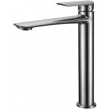 Mice Collection - Rubinetto Lavabo Bocca Alta - Miscelatore Monocomando Bagno - Rubinetto Lavabo Alto Colore Nichel Spazzolato