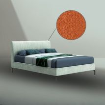 Toscohome - Letto Matrimoniale Con Contenitore E Testiera Cuciture Verticali Colore Arancio - Aki