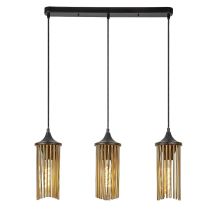 Lampe Suspendue Roxas E27 3x Max.40w Metal Matt Black, Cuivre B: 58 Cm H: 140cm Ø12 Cm Dimmable