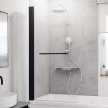Badewannenaufsatz 1-teilig, Mit Heb-senk-mechanismus - Breite: 80 Cm, Höhe: 150 Cm, Glas: 5 Mm Sicherheitsglas Klar Hell, Profil: Matt Schwarz - 