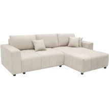 Canapé D'Angle Convertible Style Bubble Tissu Chenille "george" 4 Places - Beige