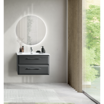 Bluelife - Mobile Da Bagno Sospeso Moderno Base 120 Cleide Con 2 Cassetti E Lavabo, Antracite Opaco