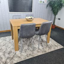 Kosy Koala - Dining Table And 4 Chairs Oak Effect Wood 4 Grey Velvet Chairs Dining Room