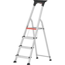 Scale a libretto ALU-PRO 4 passi 0,88 m – Carico massimo 150 kg – Profondità gradino 80 mm – Vassoio in plastica – HYMER