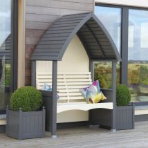 Afk - Cottage Arbour Wooden Garden Seat Chair Bench Charcoal Grey & Cream Fsc