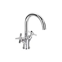 Waschtischarmatur Tubos – Einlocharmatur – Chrom-Finish – Gesamthöhe 256mm – Ausladung 150mm – Bohr-Ø 35mm