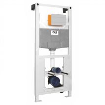 Oli - 120 Plus Mechanical Mid Height Concealed Cistern With Wall Frame And Slim White Dual Flush Plate With Rectangular Buttons
