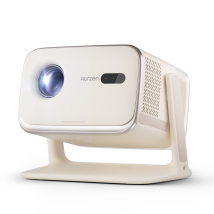 Aurzen Boom Mini Vidéoprojecteur Intelligent Google Tv Netflix, 4k Compatible, Dolby Audio, Autofocus Et Correction Trapézoïdale, Beige