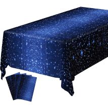 Manteles Para Fiestas, 4 Unidades, Desechables, Impermeables, Con Diseño De Cielo Estrellado, De Plástico, Rectangulares, Para Decoración De Mesas De 