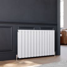 Elegant 600x988mm Designer White Double Flat Panel Horizontal Radiator Central Heating With White Thermostatic Radiator Valves