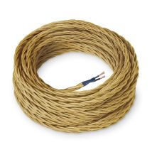 Amarcords - Cavo Elettrico Tessile Colore Oro, Trecciato, Seta, 50 Metri, A 2 Conduttori 2x0,75 - Filo Rivestito In Tessuto Colorato Vintage Per 