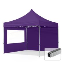 3x3 M Faltpavillon, Economy Alu 32mm, Seitenteile Mit Panoramafenster, Lila