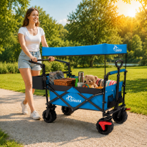 Faltbarer Bollerwagen Offroad Mit Dach - Blau - Samax