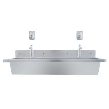 Lavabo A Canale 120 Cm (1200 Mm) Acciaio Inox A Parete Con Rubinetti Push
