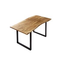 Sam Outillage - Esstisch Baumkante Massiv Akazie Naturfarben 130 X 75 Cm Schwarz U-gestell Billy