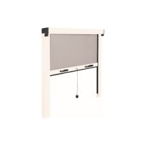 Irs - Rollbares Moskitonetz Mit Rahmen 80x140cm Aus Fiberglas Und Aluminium In Schwarz Und Weiß