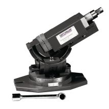 Optimum – Dreiachsenschraubstock MV3-75 – vertikale Schwenkbewegung ± 45° – 360° drehbarer Drehteller – gehärtete Spannbacken
