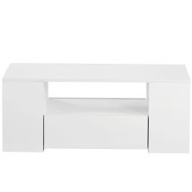 Soges Moderner Couchtisch Hochglanz Wohnzimmermöbel 2 Schubladen Und 2 Regalsofa Couchtisch Beistelltisch (95 X 53 X 37cm)