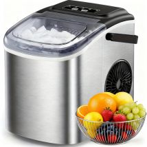 Machine À Glaçons Compacte (poignée Transport) : 9 Glaçons/6min, 12kg/24h, Autonettoyante, 2 Tailles – Idéale Pour Cuisine, Bureau Et Fêtes