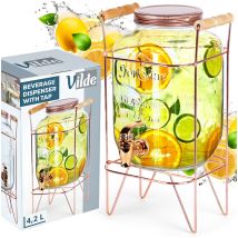 Jarra Para Beber Con Grifo Y Soporte Dorado 4,2 L