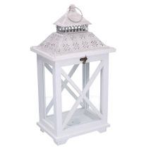 Vacchetti - Lanterna Legno Metallo Bianco Rettangolare Cm23x17h45