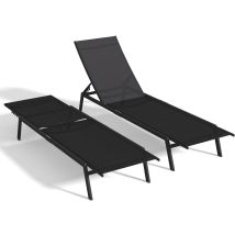 Yodolla Chaises Longues De Jardin, Fauteuils De Détente Avec Roulettes Et Dossier Inclinable À 5 Positions Pour Piscine, 2 Pièces
