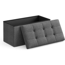 Pouf De Rangement Valora Gris Foncé Avec Assise Pliante