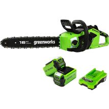 Greenworks Gd40cs18k2x Motosega A Batteria Con Motore Brushless, Lunghezza Barra 40cm, Velocità Catena 20m/s, 3,81kg, Auto-lubrificante, Anti 