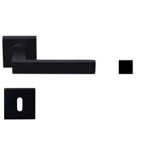 Coppia Di Maniglie Nere Su Rosette Quadrate Nelly +1 Coppia Di Rose Con Foro Per La Chiave