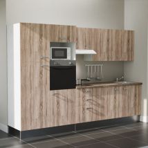 Kochnischen K46l-pt - 300 Cm Mit Arbeitsplatte Und Spüle - Holzfront - Laminatplatte Aus Holz - Edelstahl-spüle - Kredenzen Nein