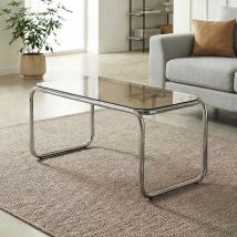 Mesa De Centro De Metal De Estilo Contemporáneo Amaya Con Cristal Marrón