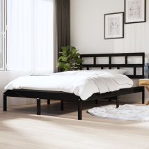 Minkurow - 3101202 Bed Frame Without Mattress Black Solid Wood 140x190 Cm (810001+814198) Vidaxl