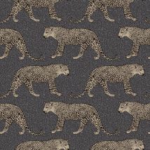Gold Black Leopard Wallpaper Metallic Shimmer Animal Print Spots Feature Rasch