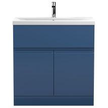 Hudson Reed Urban Floor Standing 2-door Vanity Unit With Basin 1 Satin Blue - 800mm Wide