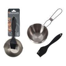 Salsera barbacoa de acero inoxidable con pincel de silicona – Ideal para salsas y marinadas – Resistente y fácil de limpiar