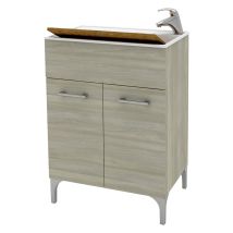 Spüle Lena 60 cm x 50 cm x 84 cm – Spanplatten – Polypropylenharz – Verchromte Füße
