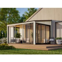 Abri De Jardin En Bois Épicéa 11,6 M² – Portes Coulissantes Aluminium – Vitrage Trempé – Structure Robuste – Espace Lumineux Et Contemporain – Palmako
