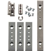 Zubehör für Schiebetüren FL 190 – grau – 3 Dübelplatten, 1 Halterung, 1 Verbindungsmuffe, 7 Senkschrauben M5