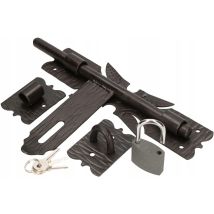 Pestillo Para Puerta Jns Con Candado, Forjado Negro 300 + Candado