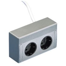 Energie-Box 3 Steckdosenleiste – 2 Schukosteckdosen – 230 V – max. 3680 W – Kunststoff – 1500 mm Anschlusskabel – alufarbig