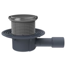 Bodenablauf Dn40/50, Waagerecht, Mit Geruchverschluß/edelstahl-rundhalter D 133mm/112mm
