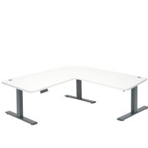 Hegele - Eck-schreibtisch Hhg-772, Computertisch Elektrisch Höhenverstellbar 178x178cm 84kg Mvg Weiß, Anthrazit-grau