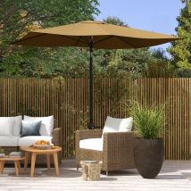 Parasol Rectangulaire Inclinable 2 X 3 M Avec Manivelle Toile Polyester Imperméabilisée Haute Densité 180 G/m² Marron