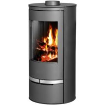 V05 - Poêle À Bois Orion – 7 Kw – Classe Énergétique A – Design Courbé Avec Triple Vitrage – Revêtement En Acier – Sortie Des Fumées Ø150 Mm