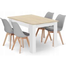 Valora Set Tavolo Sonoma Rovere + 4 Sedie Grigie X4
