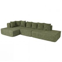 [non Utilizzato] Set Salotto Hhg-729, Divano L, Sofà Lounge, Tessuto Ciniglia (270 G/m²), Penisola A Destra 60x310x150cm, Verde