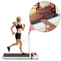 Bigzzia - Tapis De Course Pliable Tapis De Marche Roulant Électrique - 1-10 Km/h Vitesse Réglable - Avec Accoudoir Et Écran Lcd Rose