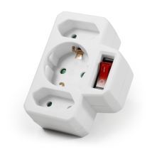 Mcpower Steckdosenadapter, 2x Euro, 1x Schutzkontakt, Mit Schalter