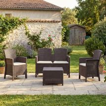 Altri – Conjunto de salón exterior Urano – 4 plazas – Efecto ratán – Cojines incluidos – 100% reciclable – Ideal para jardín y terraza